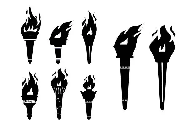 Vector illustration of set of torches