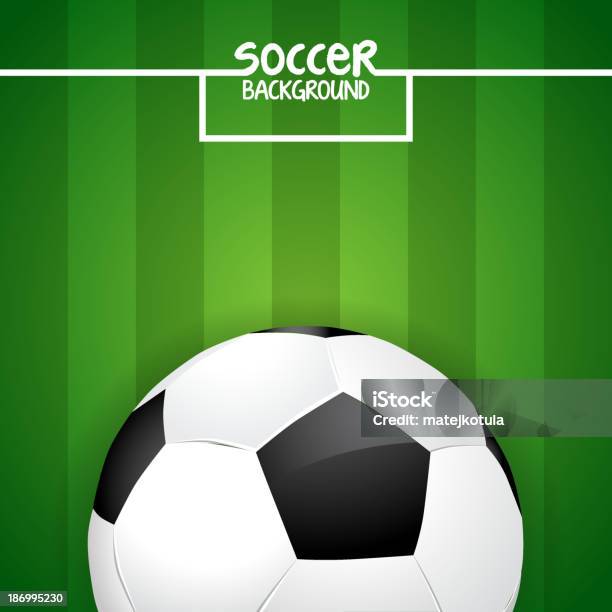 Vetores de Bola De Futebol No Campo Verde Com Gol Linhas e mais imagens de Atividade - Atividade, Bola de Futebol, Brinquedo