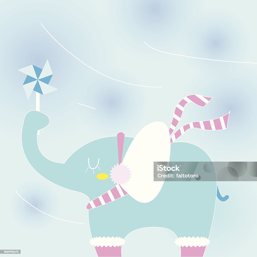 Elefante em um dia frio - Royalty-free Inverno arte vetorial