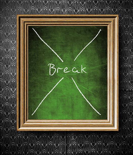 istock Break sign chalkboard in old wooden frame 186996427