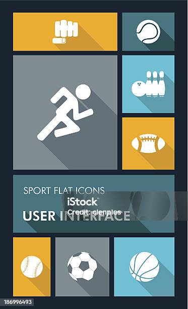 Sport Workout Mobile Applications Graphic User Interface Flat Icons Set Stock Illustration - Download Image Now