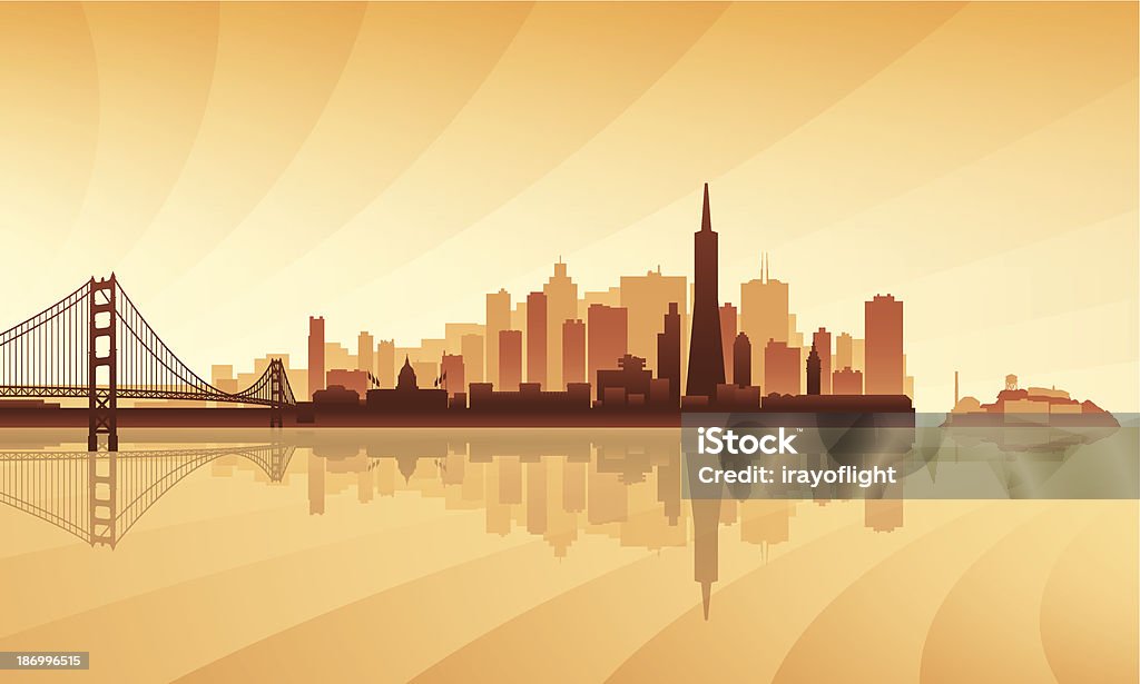 San Francisco Stadt skyline silhouette detaillierte - Lizenzfrei Stadtsilhouette Vektorgrafik