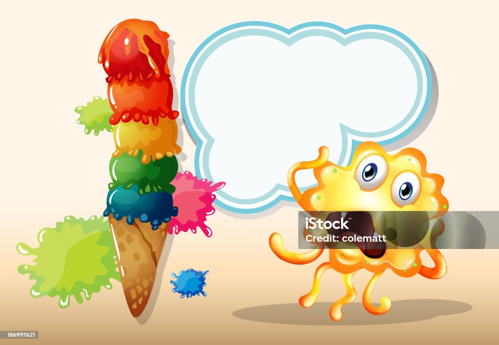 giant glace à côté de monstre devant le vide modèle nuage - clipart vectoriel de Aliment libre de droits