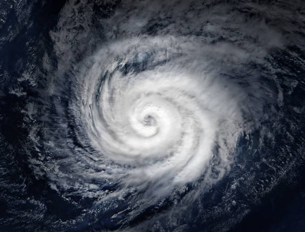 istock Super Typhoon, tropical storm, cyclone, hurricane, tornado, over ocean. Weather background. Typhoon,  storm, windstorm, superstorm, gale moves to the ground.  Elements of this image furnished by NASA. 1869990999