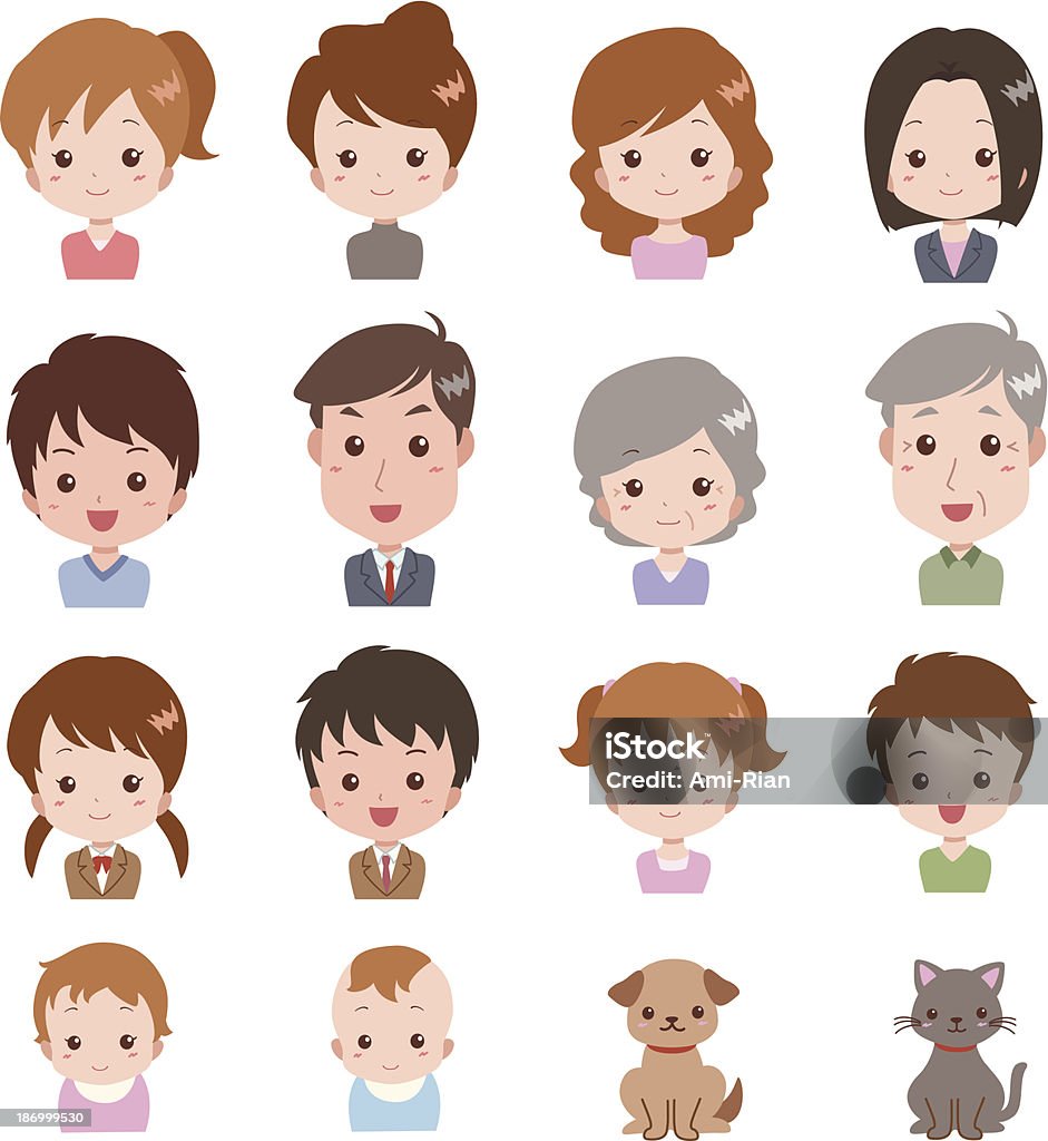 people_face the cute simple style people Adult stock vector