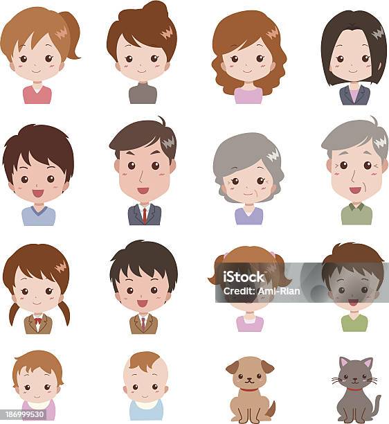 Peopleface Stock Illustration - Download Image Now - Adult, Animal, Baby - Human Age