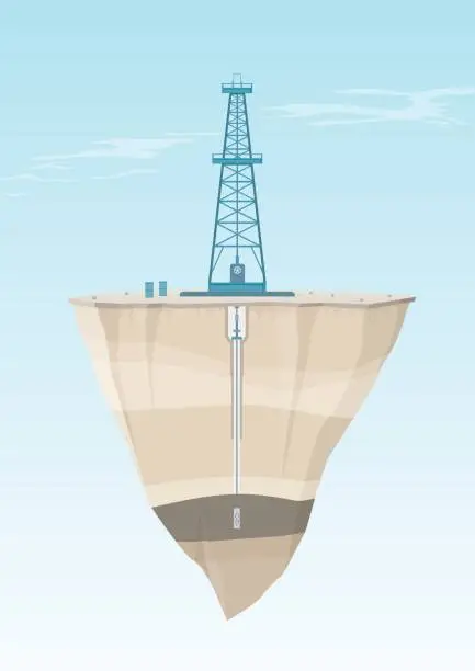 Vector illustration of Oil Rig Cross Section