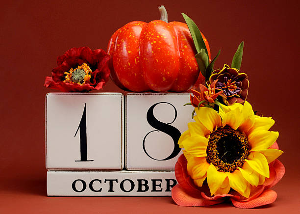 istock Save the Date white block calendar for October 18 186999839