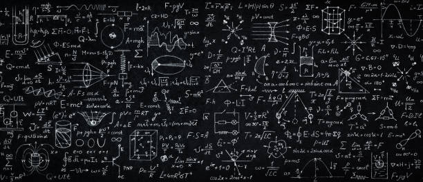 istock Wide blackboard inscribed with scientific formulas and calculations in physics, mathematics and electrical circuits. Science and education background. 1870004524