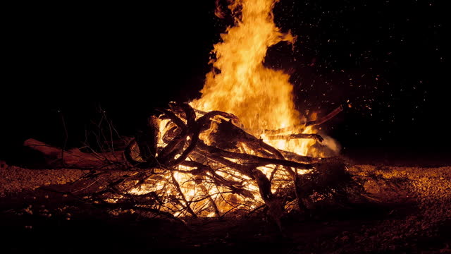 Midwest USA Bonfire in Winter Video Series