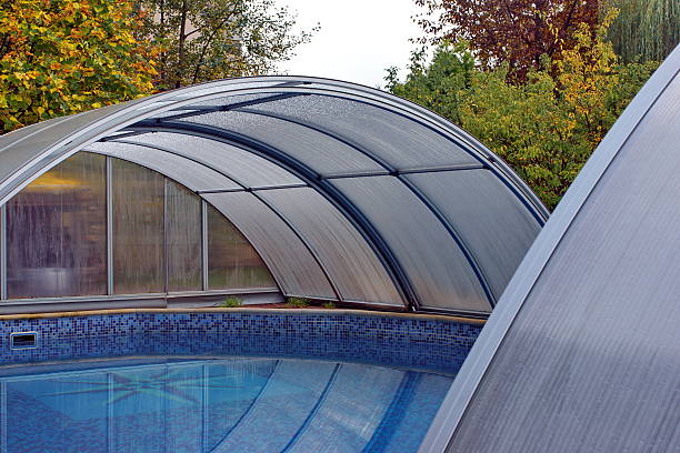 istock Swimming Pool Roof made from  polycarbonate 187003052