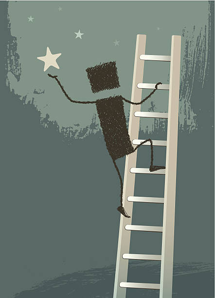 꿈을 이루는 - ladder clambering struggle reaching stock illustrations