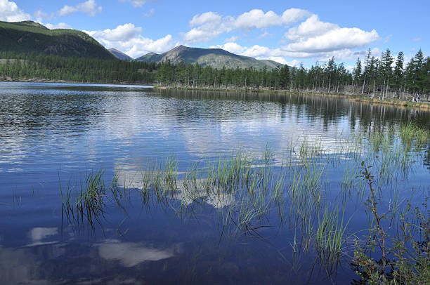 istock Landscape with a lake and mountains along the banks. 187003146