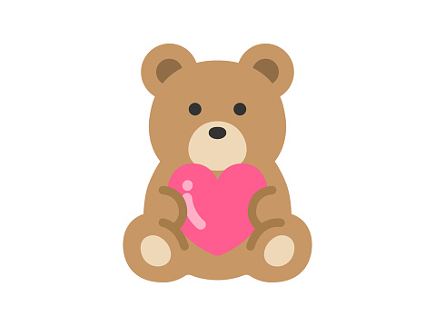 Illustration of a stuffed bear icon with a heart.