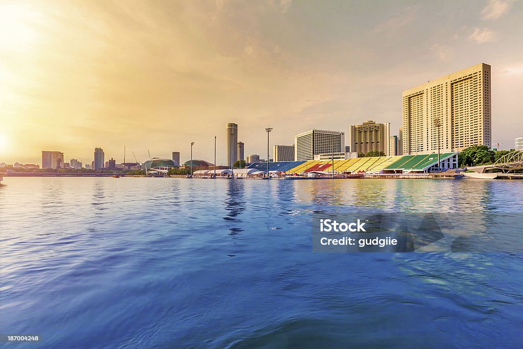 Singapore river Skyline of Singapore city view  from the river at the  sunset time. Architecture Stock Photo