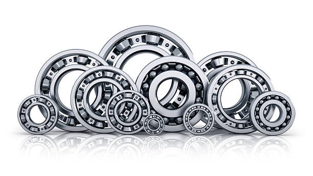 Collection of ball bearings Collection of different steel shiny ball bearings isolated on white background with reflection effect. See also: ball bearing photos stock pictures, royalty-free photos & images