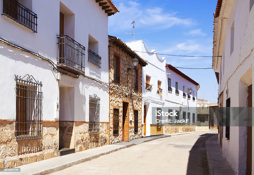 Ordinary street of spanish town. El Toboso Ordinary street of spanish town. El Toboso, Castilla-La Mancha Architecture Stock Photo