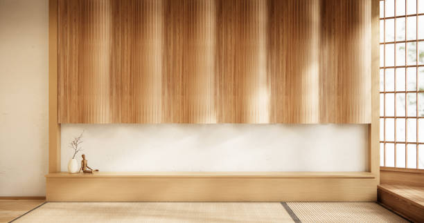 istock cleaning Interior, Empty room and tatami mat floor room modern style. 3D rendering 1870066244
