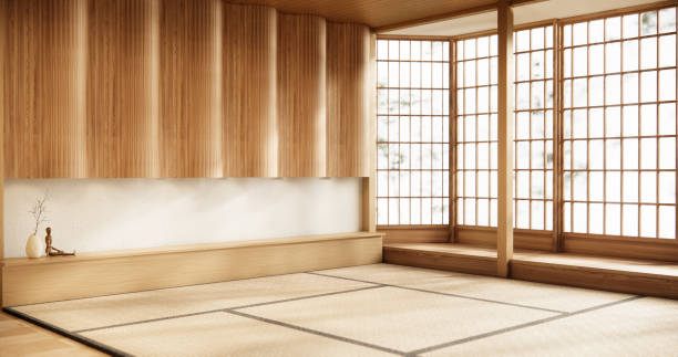 istock cleaning Interior, Empty room and tatami mat floor room modern style. 3D rendering 1870066245