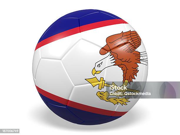Football Soccer Ball Con Bandiera Samoa Americana - Fotografie stock e altre immagini di Bandiera - Bandiera, Bianco, Calcio - Sport
