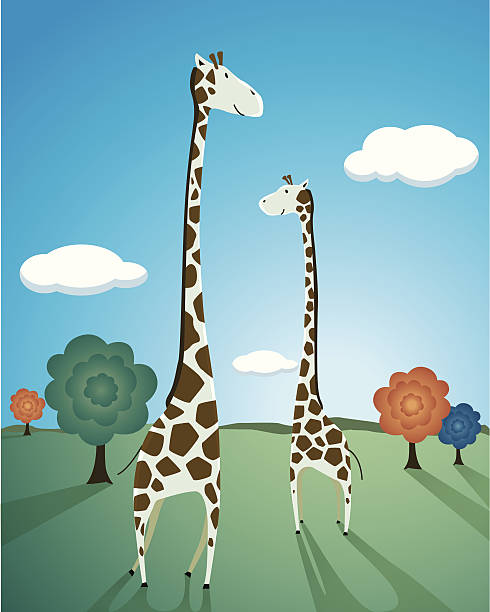 기린과 - animal animal neck cute safari animals stock illustrations