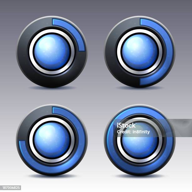 Botão Azul Com Temporizador Digital Vector - Arte vetorial de stock e mais imagens de Contagem Regressiva - Contagem Regressiva, Cronómetro, Círculo