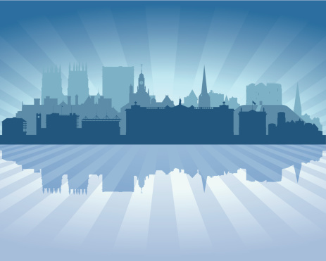 York England Blue City skyline silhouette vector background