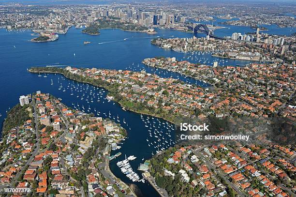 Photo libre de droit de Photo Aérienne Du Port De Sydney banque d'images et plus d'images libres de droit de Vue aérienne - Vue aérienne, Australie, Capitales internationales