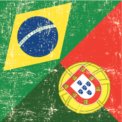 Mixed Brazil and Portugal flag with a texture for you