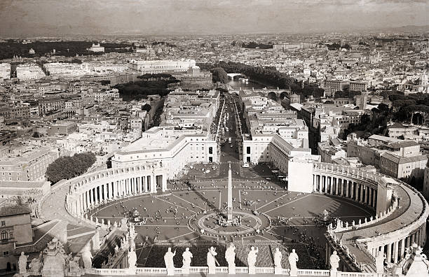 artwork  in retro style,  Rome, Vatican, Italy