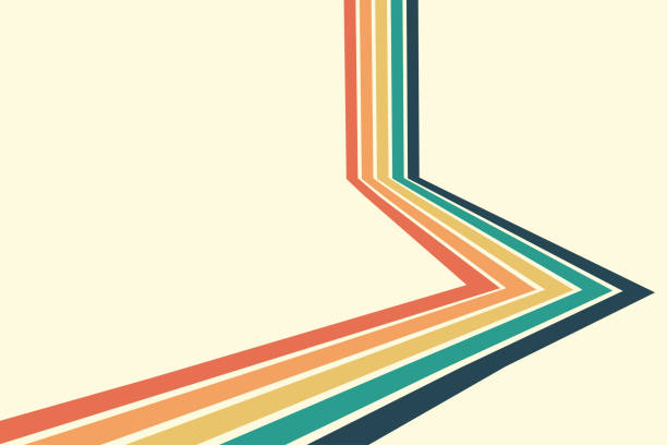 Retrofuturism poster design in trendy retro line style. Retrofuturism poster design in trendy retro line style. Modern art poster retro vintage style 70s stripes background template lines shapes vector design contemporary-art stock illustrations