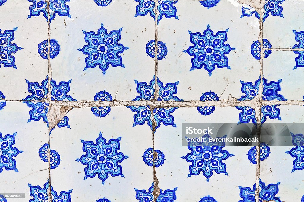 Blue Tile Handmade Turkish Blue Tile Antique Stock Photo