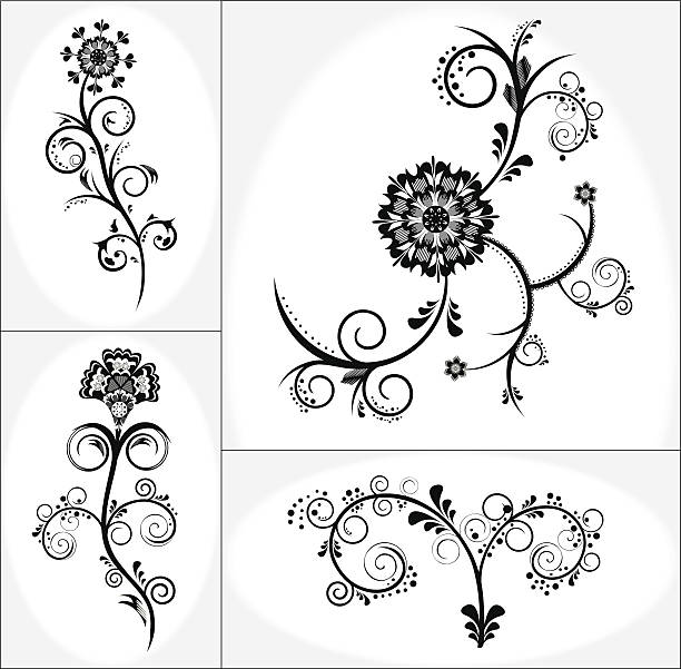 Vintage floral design vector set vector art illustration