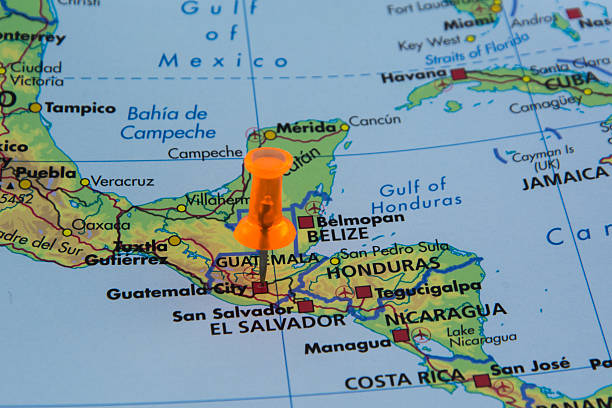 voyage destination guatemala - cartography map el salvador photography photos et images de collection