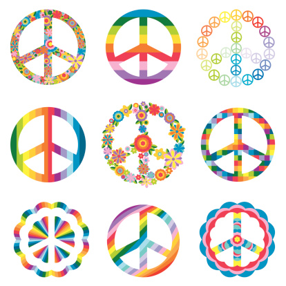 set of abstract peace symbols vector illustration