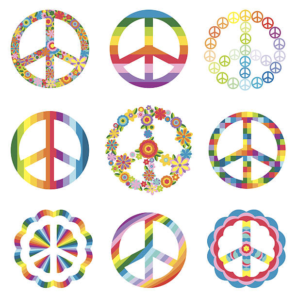 set of peace symbols vector art illustration