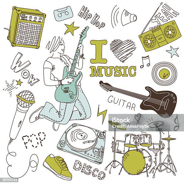 Music Doodles Stock Illustration - Download Image Now - Adult, Audio Cassette, Boom Box