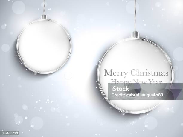 Frohe Weihnachten Und Glückliches Neues Jahrball Silber Mit Sternen Stock Vektor Art und mehr Bilder von Christbaumkugel