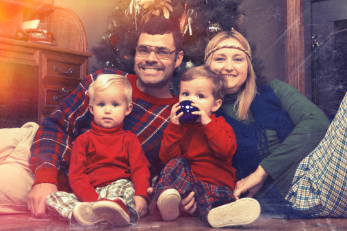 Retro 70's Looking Christmas Family Photo