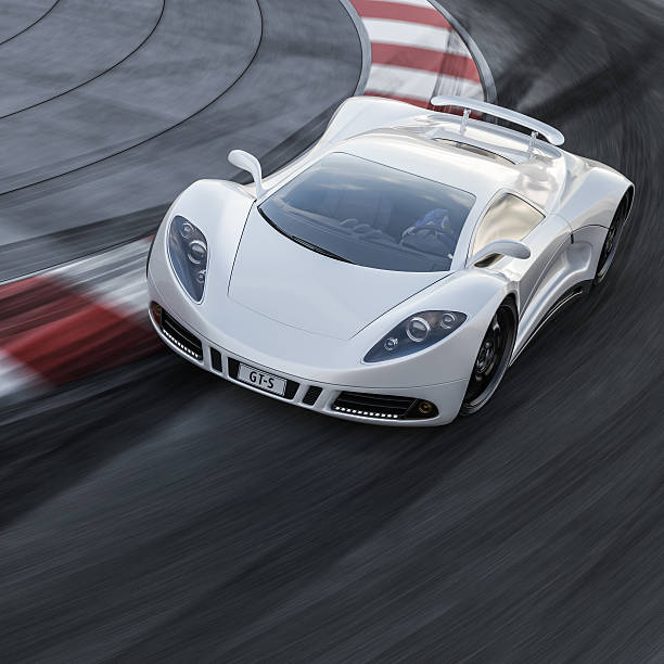 istock White Sports Car on a Racetrack 187015443
