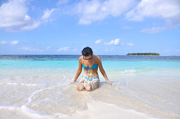 Woman Enjoying Paradise stock photo