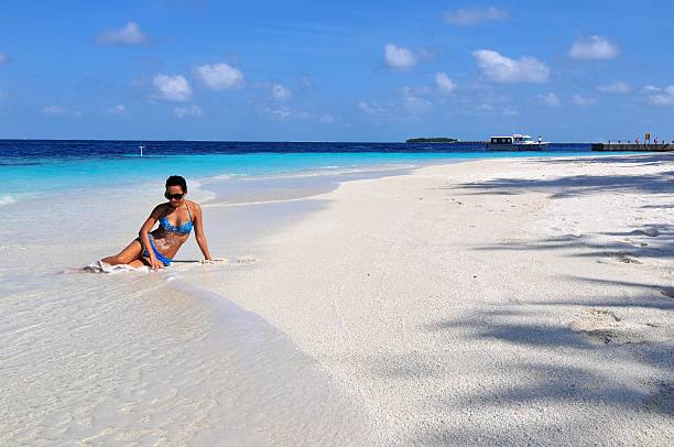 Panorama Tropical Beach Maldives stock photo