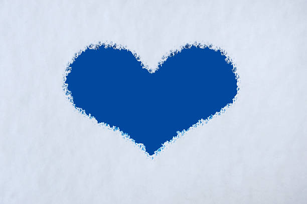 istock Heart shape painted on frozen window 187019068