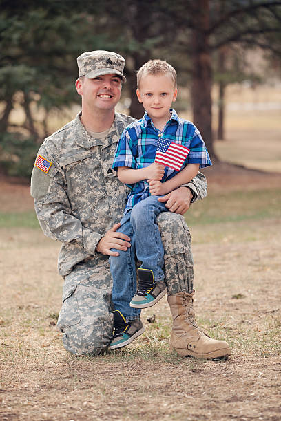 istock Real Army Soldier and Son Outdoor 187019146