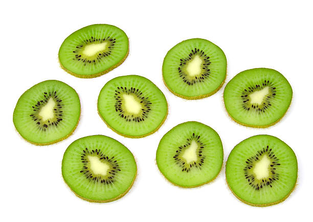 istock Beautiful slice  kiwi isolated on white background 187019503