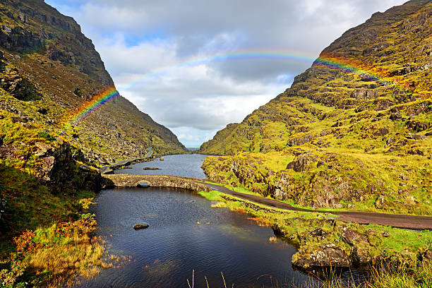 Rainbow over bridge and lake in Ireland  county kerry photos stock pictures, royalty-free photos & images