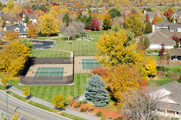istock Tennis Courts Next to Road 187019754