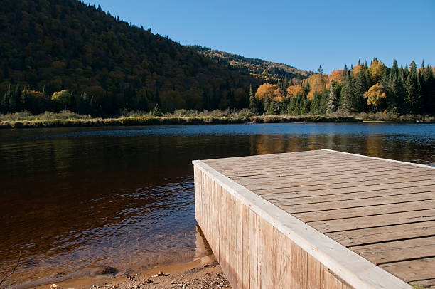 Pier at fall stock photo