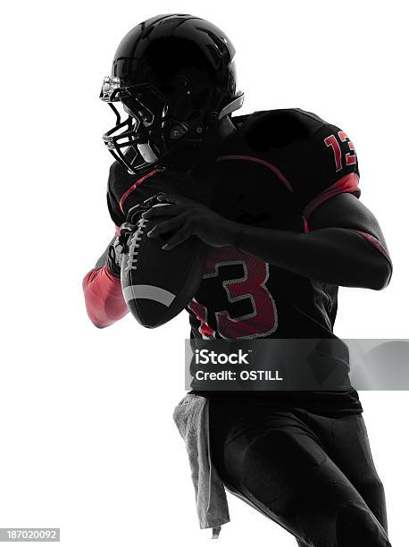 American Football Player Quarterback Portrait Silhouette Stock Photo - Download Image Now