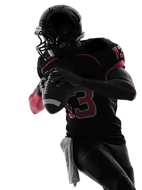 Photo of american football player quarterback portrait silhouette